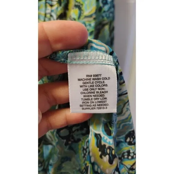 Liz Claiborne Blue & Green Paisley Floral Pleated V-Neck Tunic Top Size XXL - Picture 3 of 6